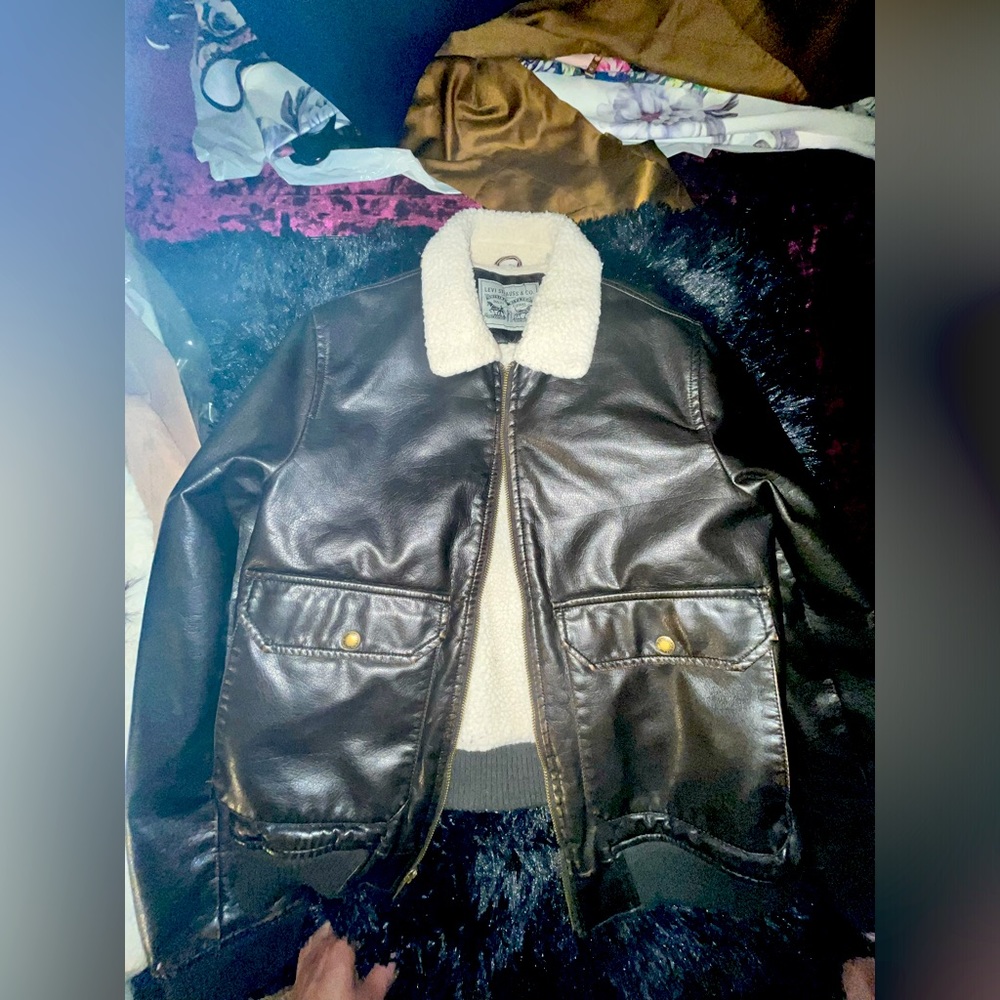 Brown pleather Levi Co. jacket unisex